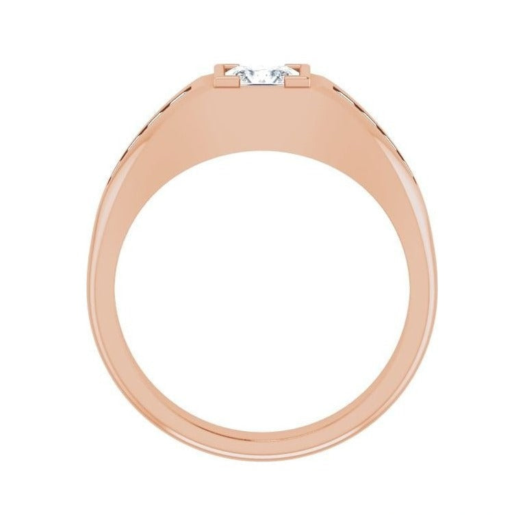 Lab-Grown Diamond Emerald-Cut Half-Bezel East-West Band in 14K rose gold, alternate view
