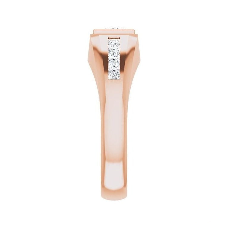 Lab-Grown Diamond Emerald-Cut Half-Bezel East-West Band in 14K rose gold, alternate view