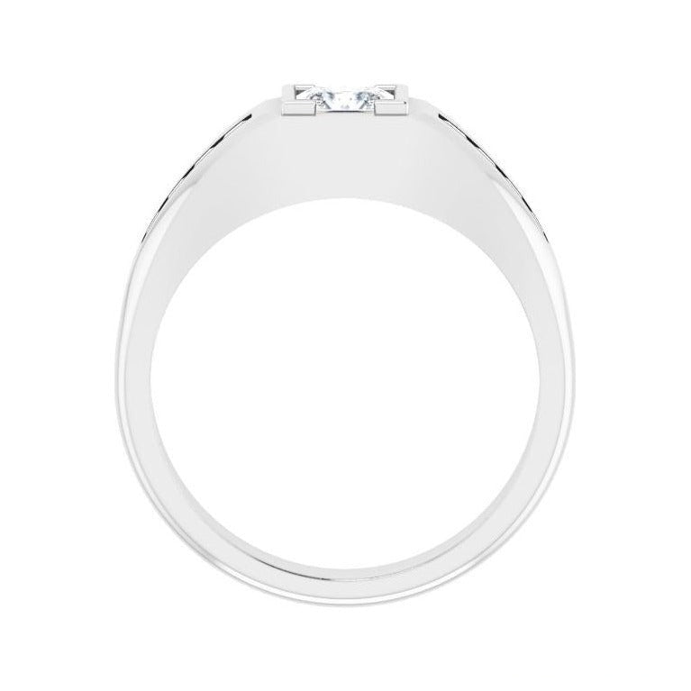 Lab-Grown Diamond Emerald-Cut Half-Bezel East-West Band in platinum, alternate view