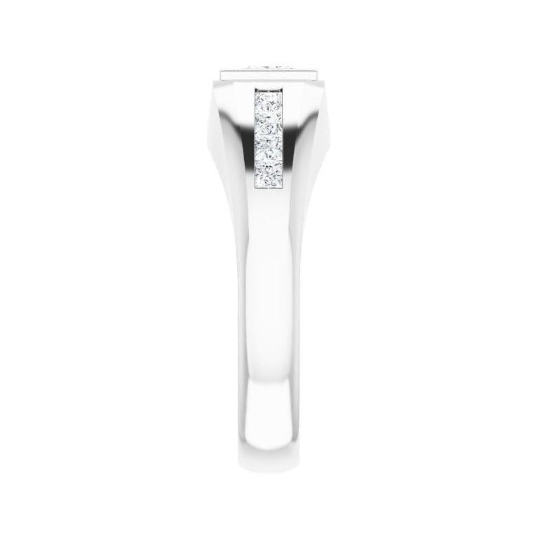 Lab-Grown Diamond Emerald-Cut Half-Bezel East-West Band in platinum, alternate view