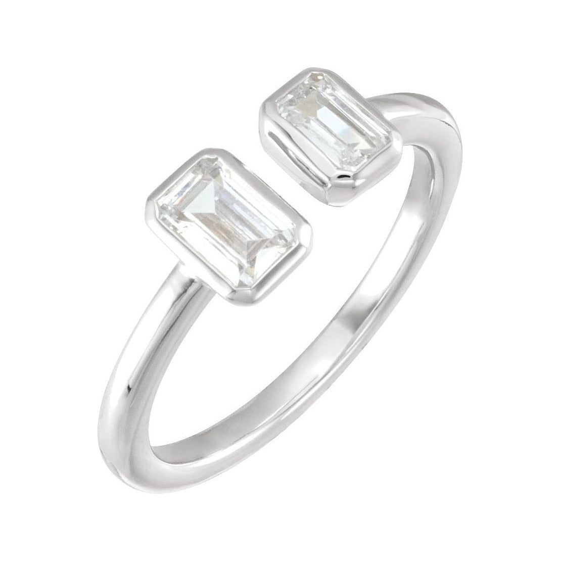 Lab-Grown Diamond Emerald-Cut Wrap Ring in 14K white gold