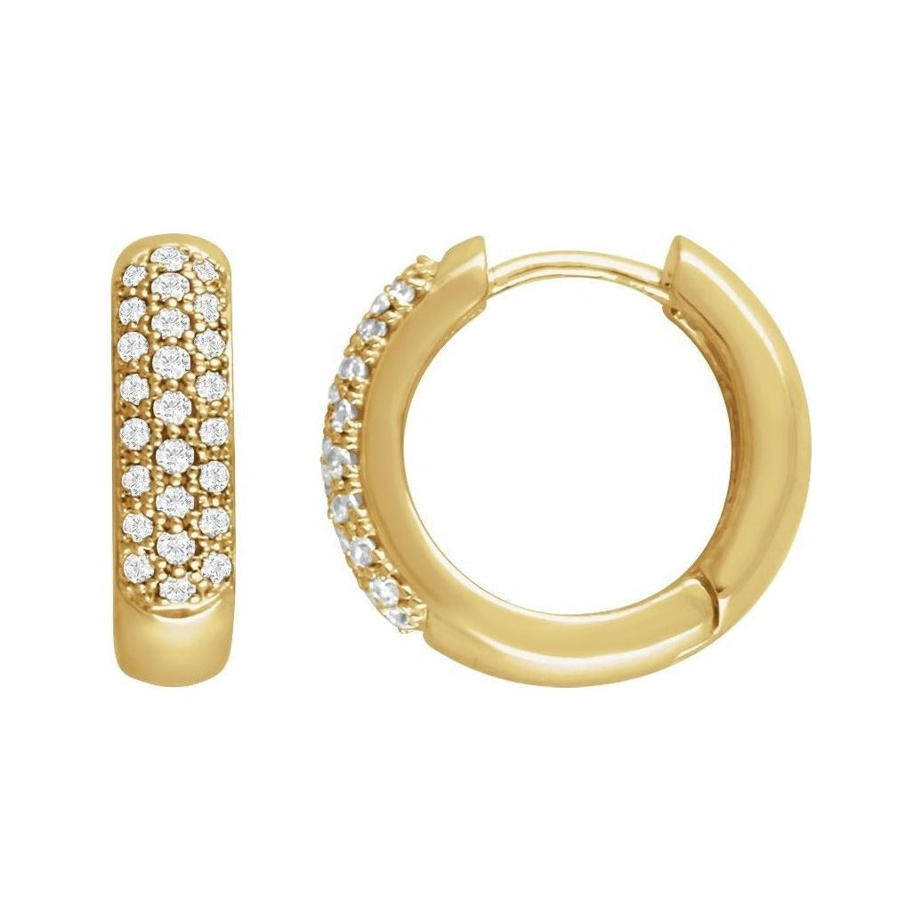 Lab-Grown Diamond French Pavé Thick Huggie Earrings in 14K yellow gold