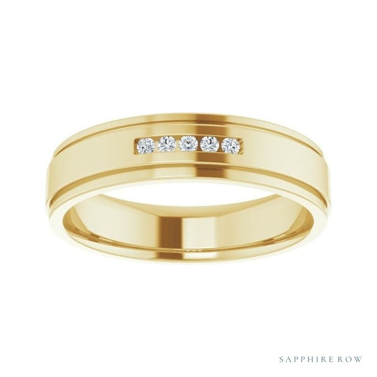 Lab-Grown Diamond Grooved Five-Stone Channel-Set Band