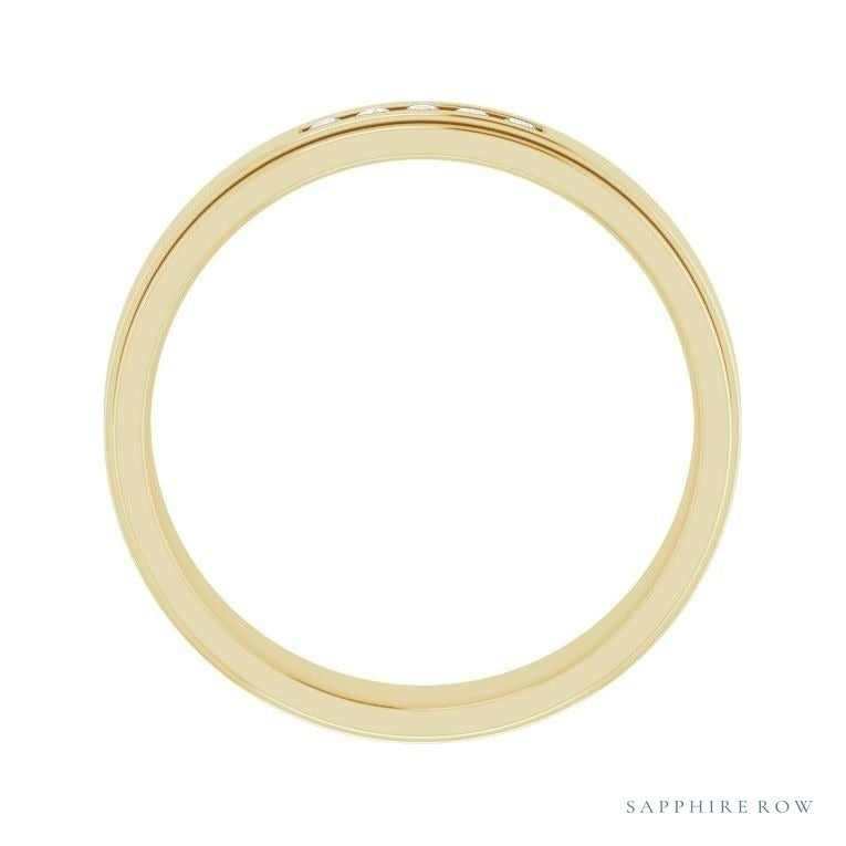 Lab-Grown Diamond Grooved Five-Stone Channel-Set Band