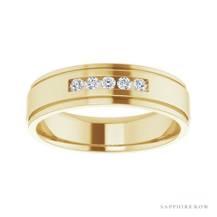 Lab-Grown Diamond Grooved Five-Stone Channel-Set Band