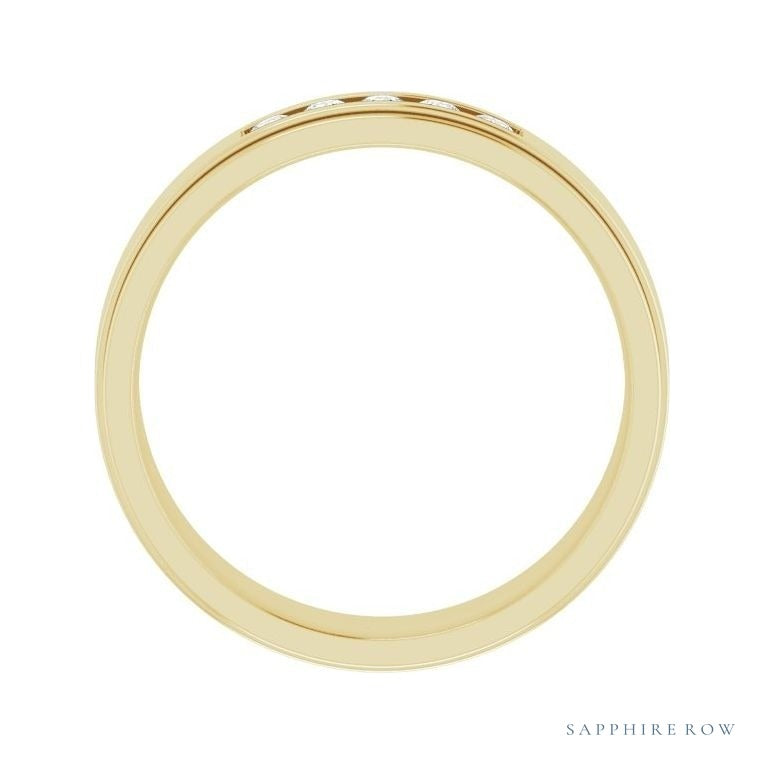 Lab-Grown Diamond Grooved Five-Stone Channel-Set Band
