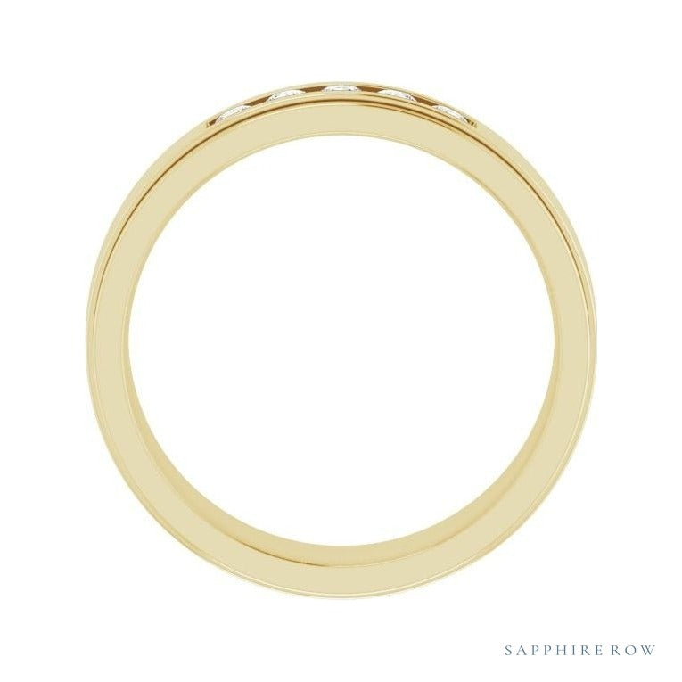 Lab-Grown Diamond Grooved Five-Stone Channel-Set Band