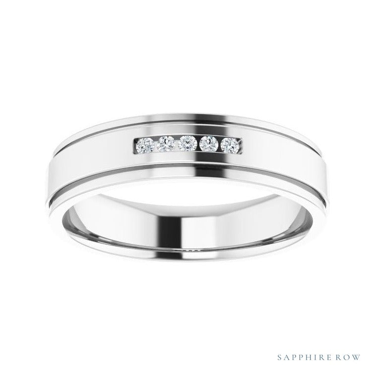 Lab-Grown Diamond Grooved Five-Stone Channel-Set Band