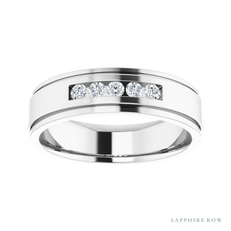Lab-Grown Diamond Grooved Five-Stone Channel-Set Band