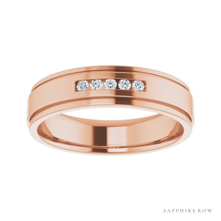 Lab-Grown Diamond Grooved Five-Stone Channel-Set Band