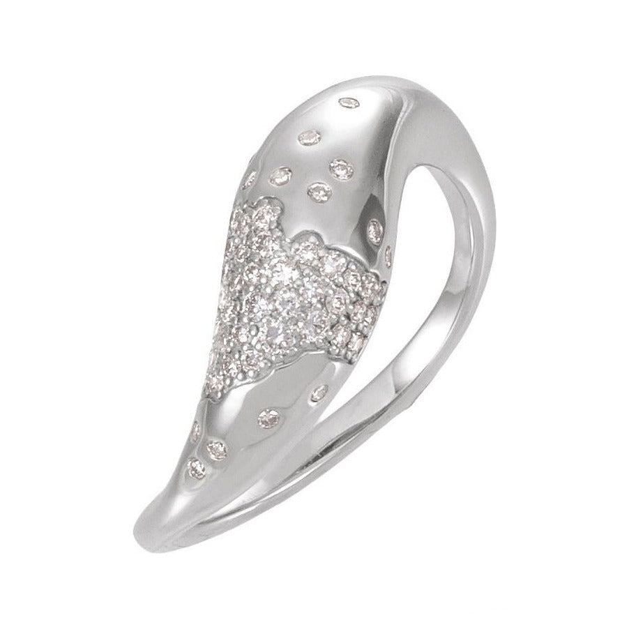Lab-Grown Diamond Molten Pavé Dome Ring in 14K white gold