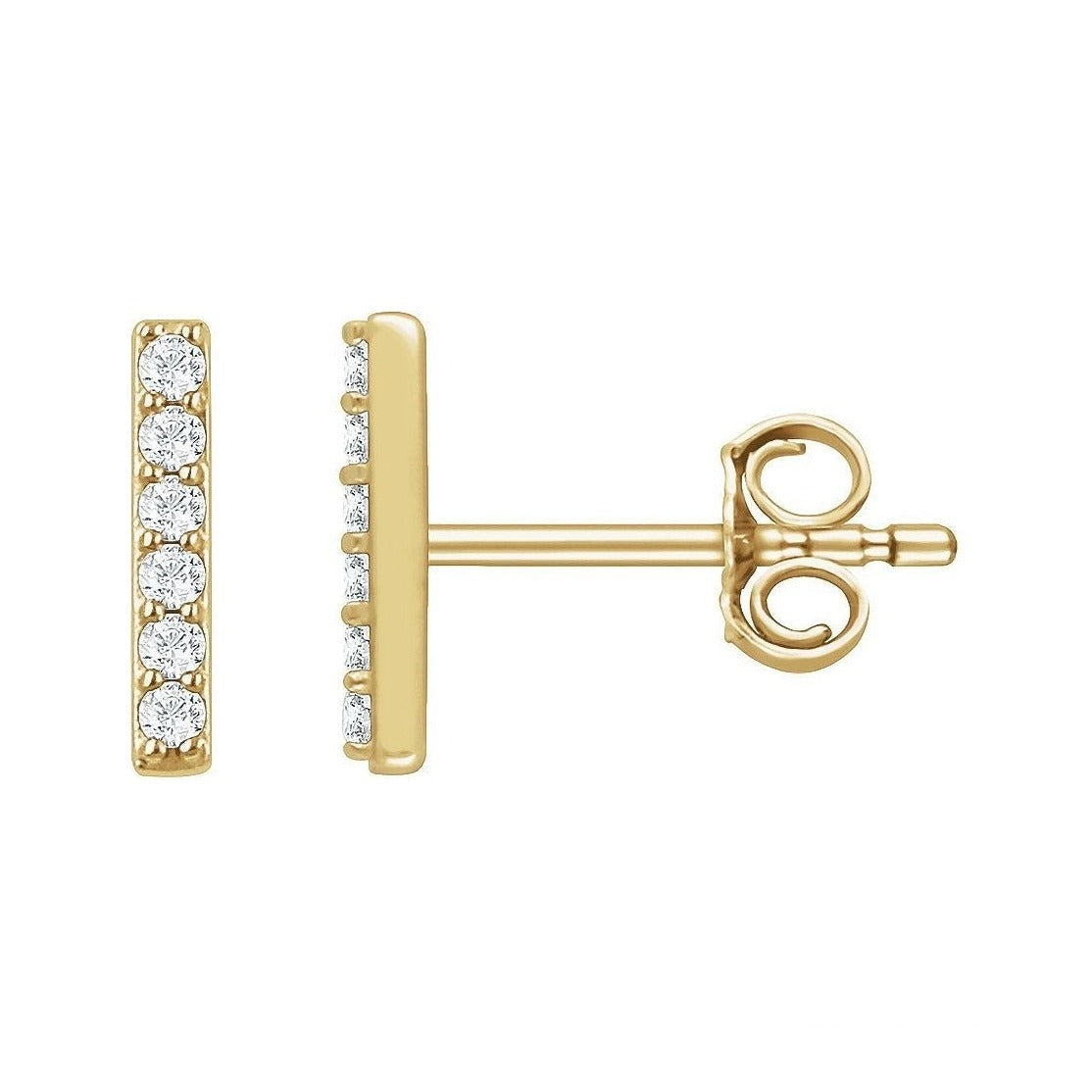 Lab-Grown Diamond Pavé Bar Earrings in 14K yellow gold