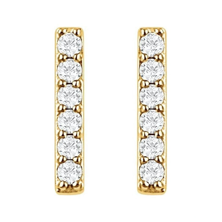 Lab-Grown Diamond Pavé Bar Earrings in 14K yellow gold, alternate view