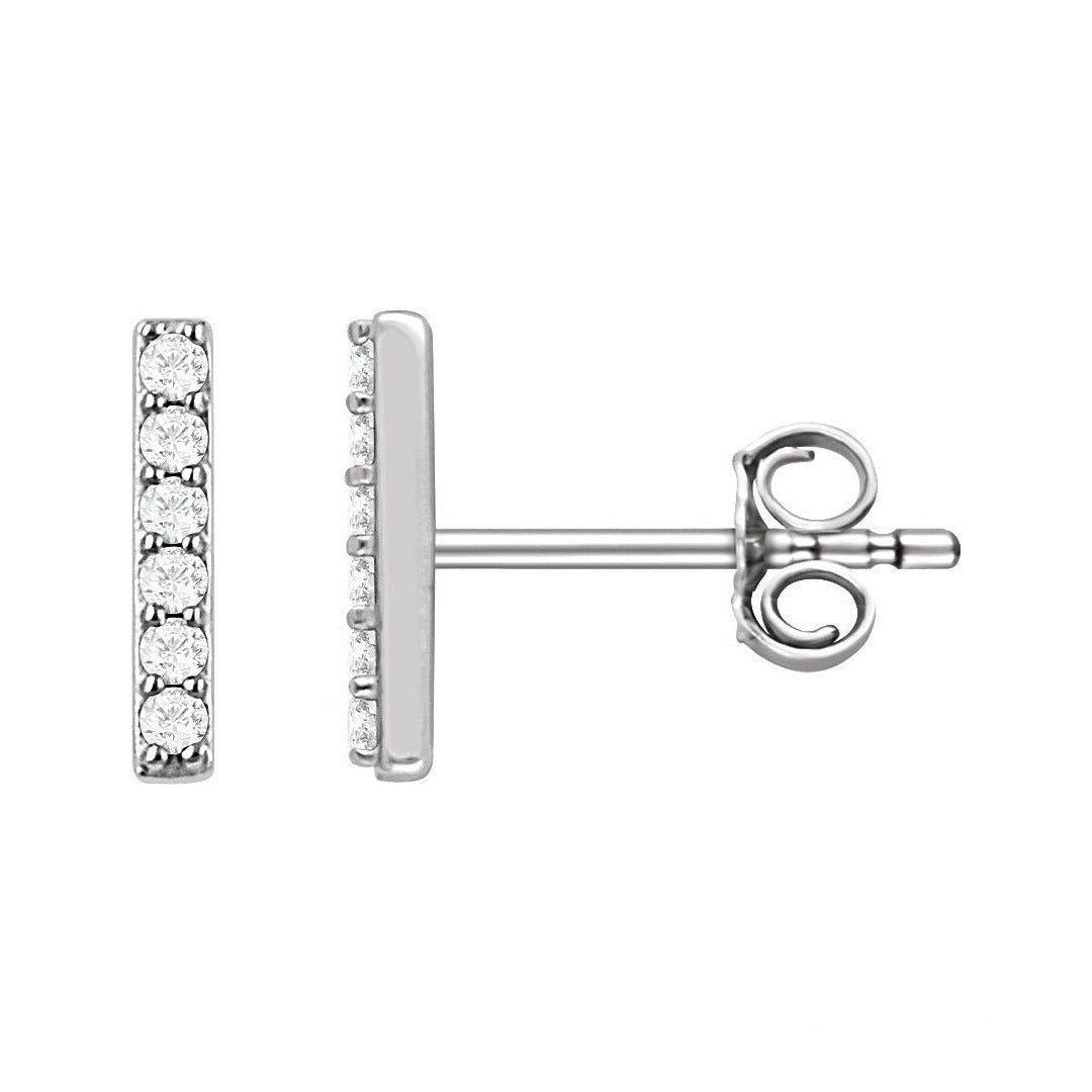 Lab-Grown Diamond Pavé Bar Earrings in 14K white gold