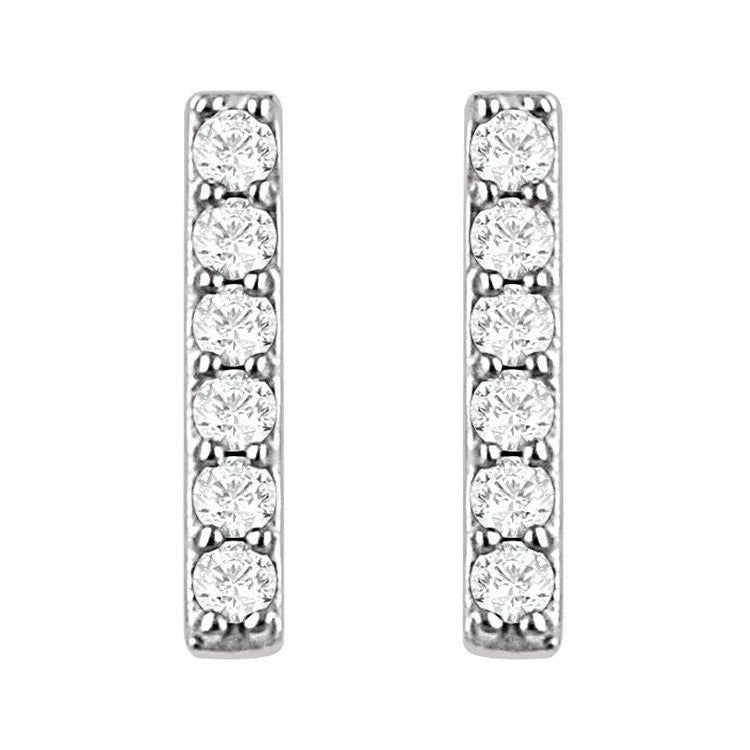 Lab-Grown Diamond Pavé Bar Earrings in 14K white gold, alternate view