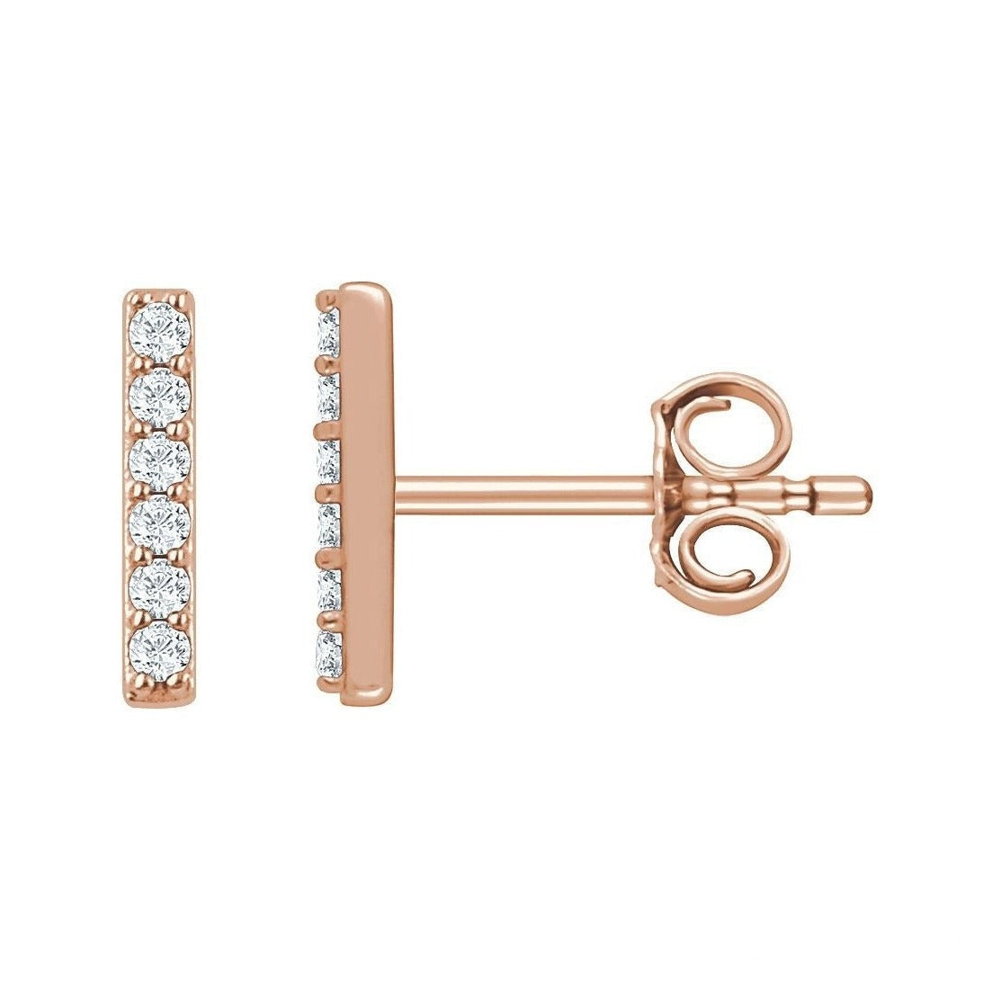Lab-Grown Diamond Pavé Bar Earrings in 14K rose gold