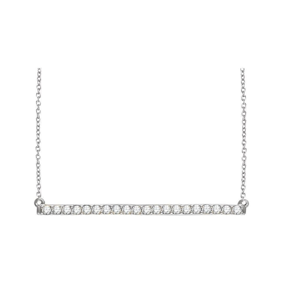 Lab-Grown Diamond Pavé Bar Necklace in 14K white gold