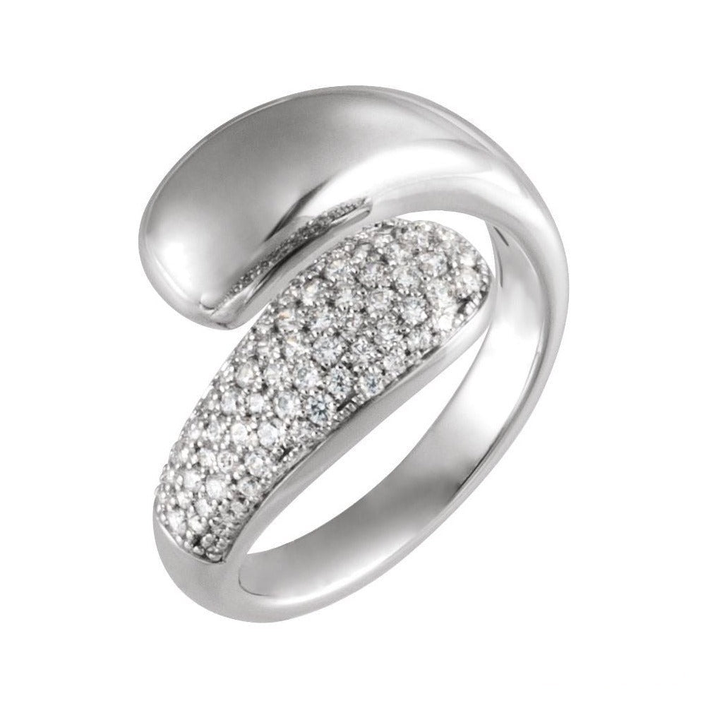 Lab-Grown Diamond Pavé Dome Wrap Ring in 14K white gold, alternate view
