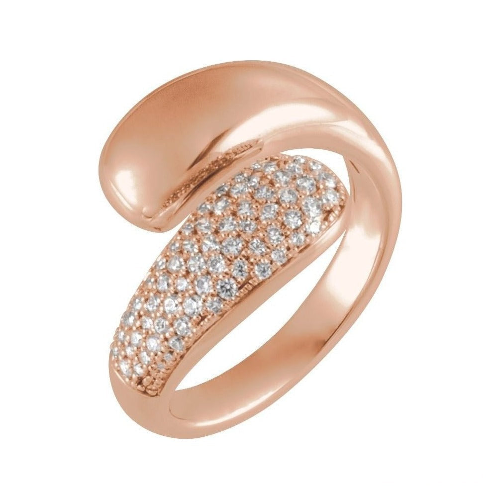 Lab-Grown Diamond Pavé Dome Wrap Ring in 14K rose gold, alternate view