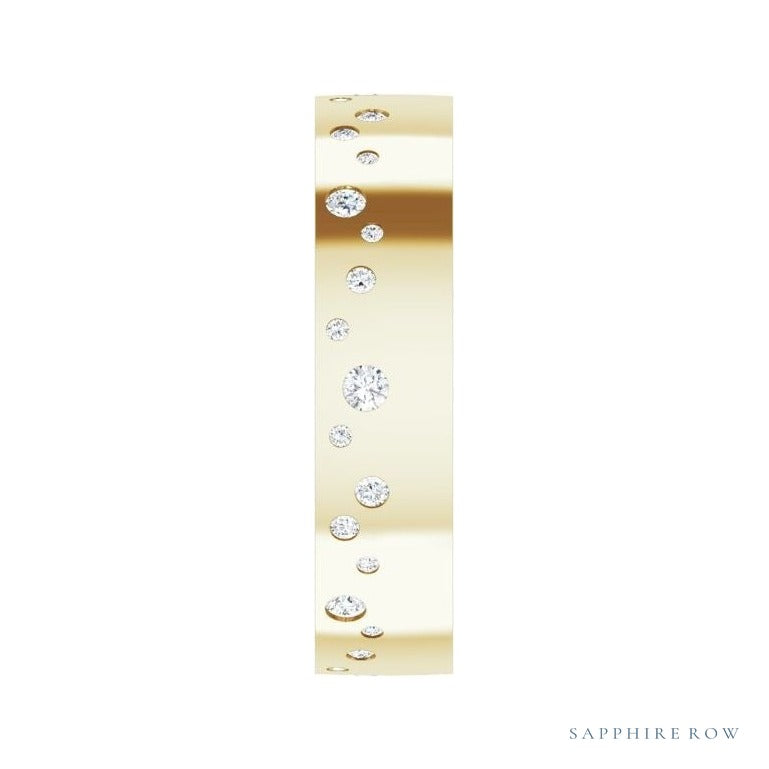 Lab-Grown Diamond Scattered Cigar Band in 14K yellow gold, alternate view