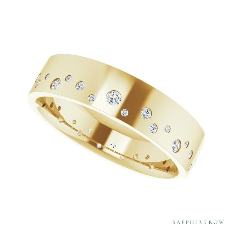Lab-Grown Diamond Scattered Cigar Band in 14K yellow gold, alternate view