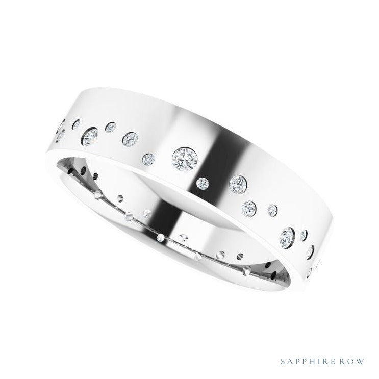 Lab-Grown Diamond Scattered Cigar Band in 14K white gold, alternate view
