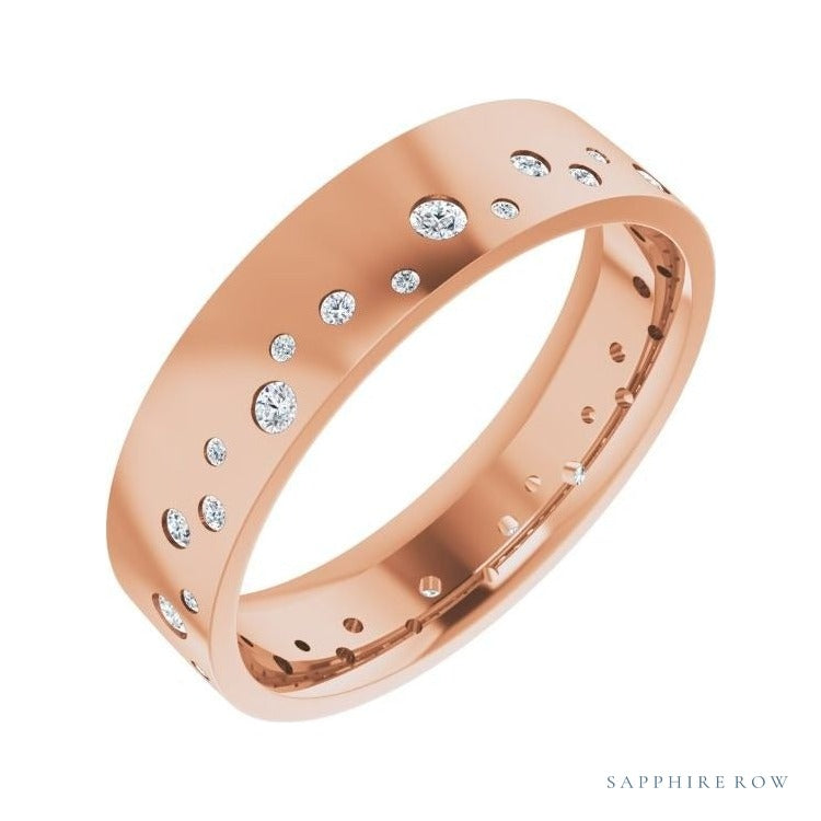 Lab-Grown Diamond Scattered Cigar Band in 14K rose gold