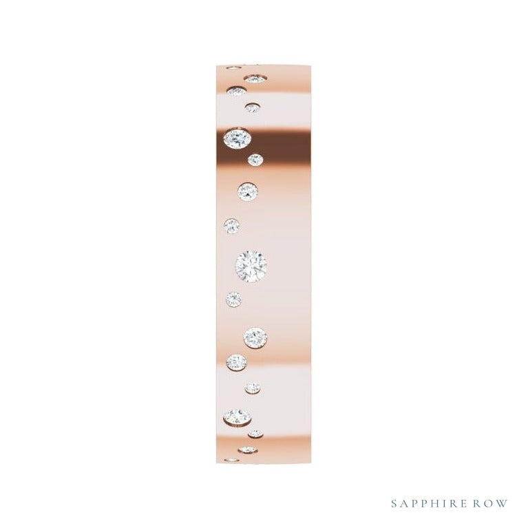 Lab-Grown Diamond Scattered Cigar Band in 14K rose gold, alternate view