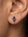 Lab-Grown Gemstone Kite Stud Earrings in 14K Yellow Gold, shown close on the ear