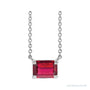 Sapphire Row Lab-Grown Emerald-Cut Ruby Necklace in White Gold