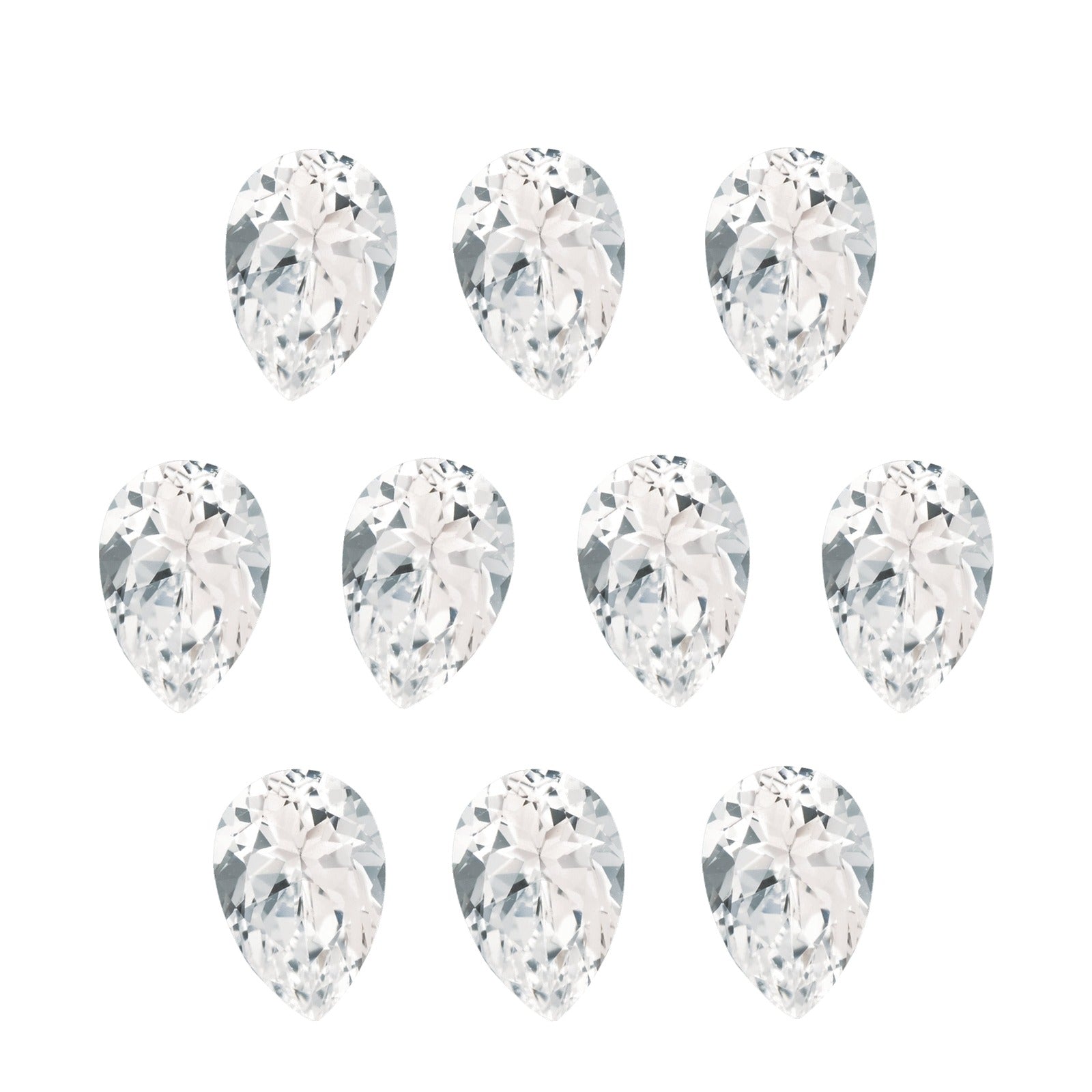 Lot of 10: 10x7 mm natural white topaz, pear cut | Sapphire Row · cut7