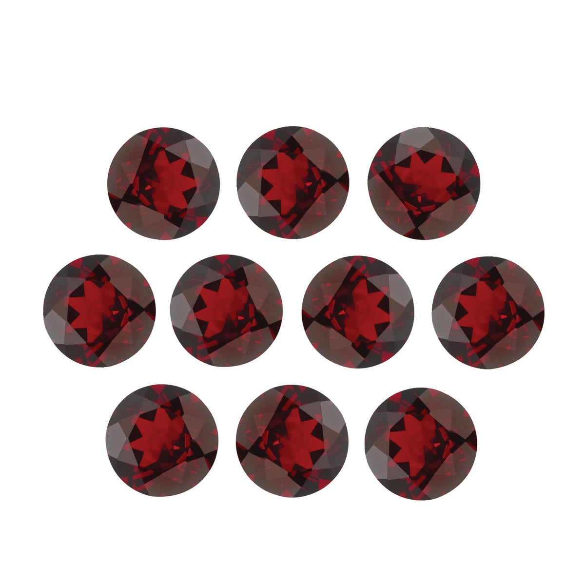 Lot of 10: 4.25 mm natural dark orange red mozambique garnet, round cut | Sapphire Row · cut7