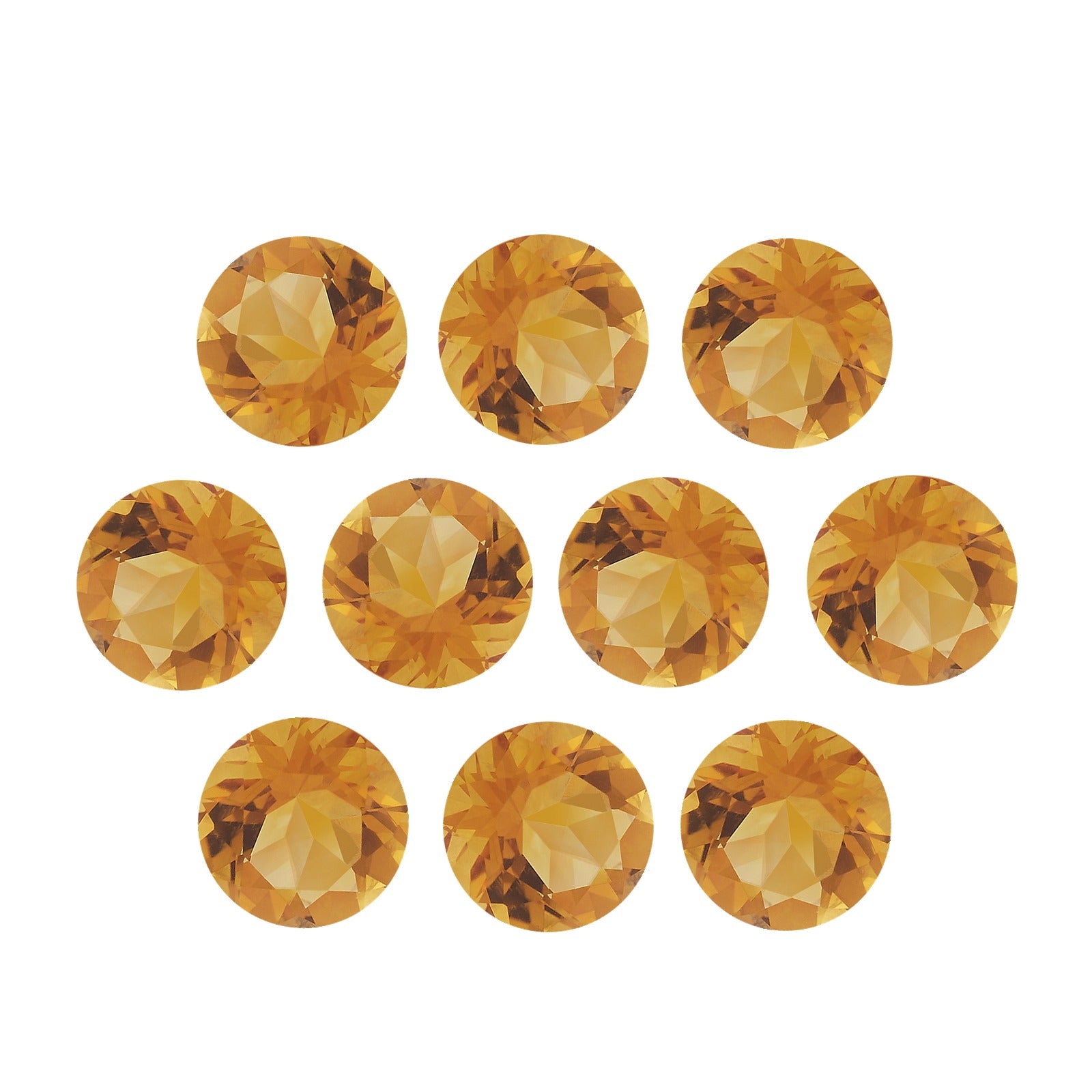 Lot of 10: 4.25 mm natural orange citrine, round cut | Sapphire Row · cut7