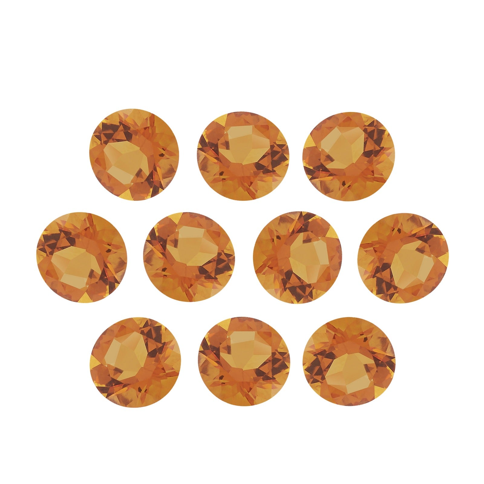 Lot of 10: 4.25 mm natural orange citrine, round cut | Sapphire Row · cut7