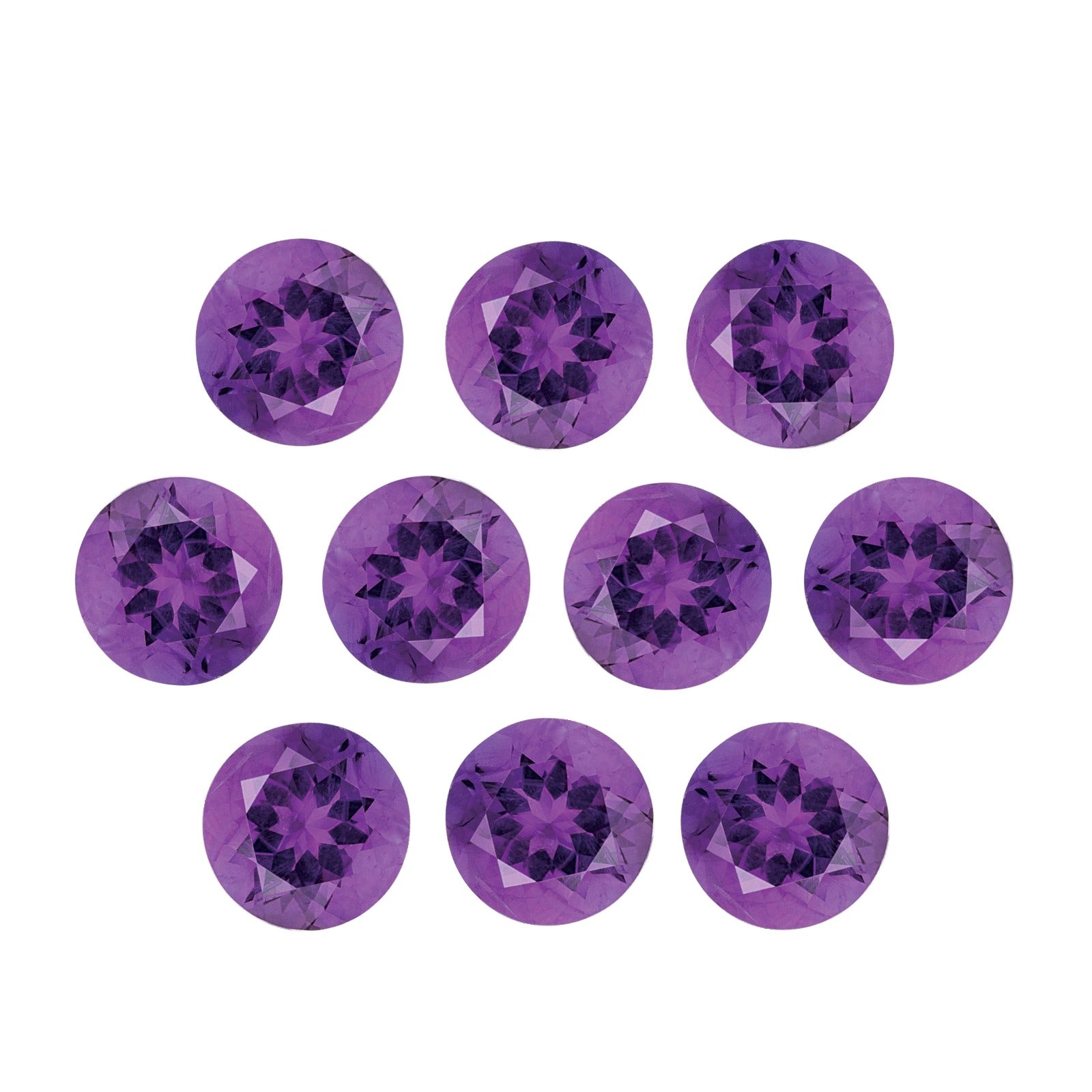 Lot of 10: 4.25 mm natural purple amethyst, round cut | Sapphire Row · cut7