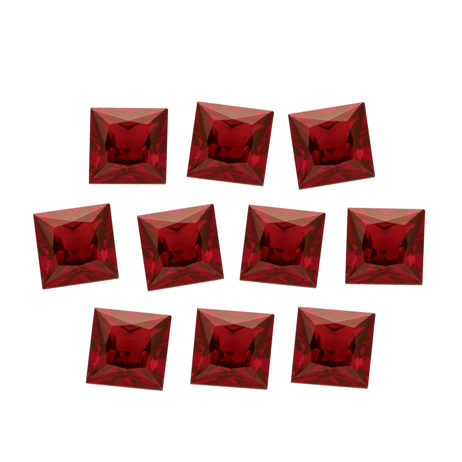 Lot of 10: 4.5 mm natural dark orange red mozambique garnet, square cut | Sapphire Row · cut7