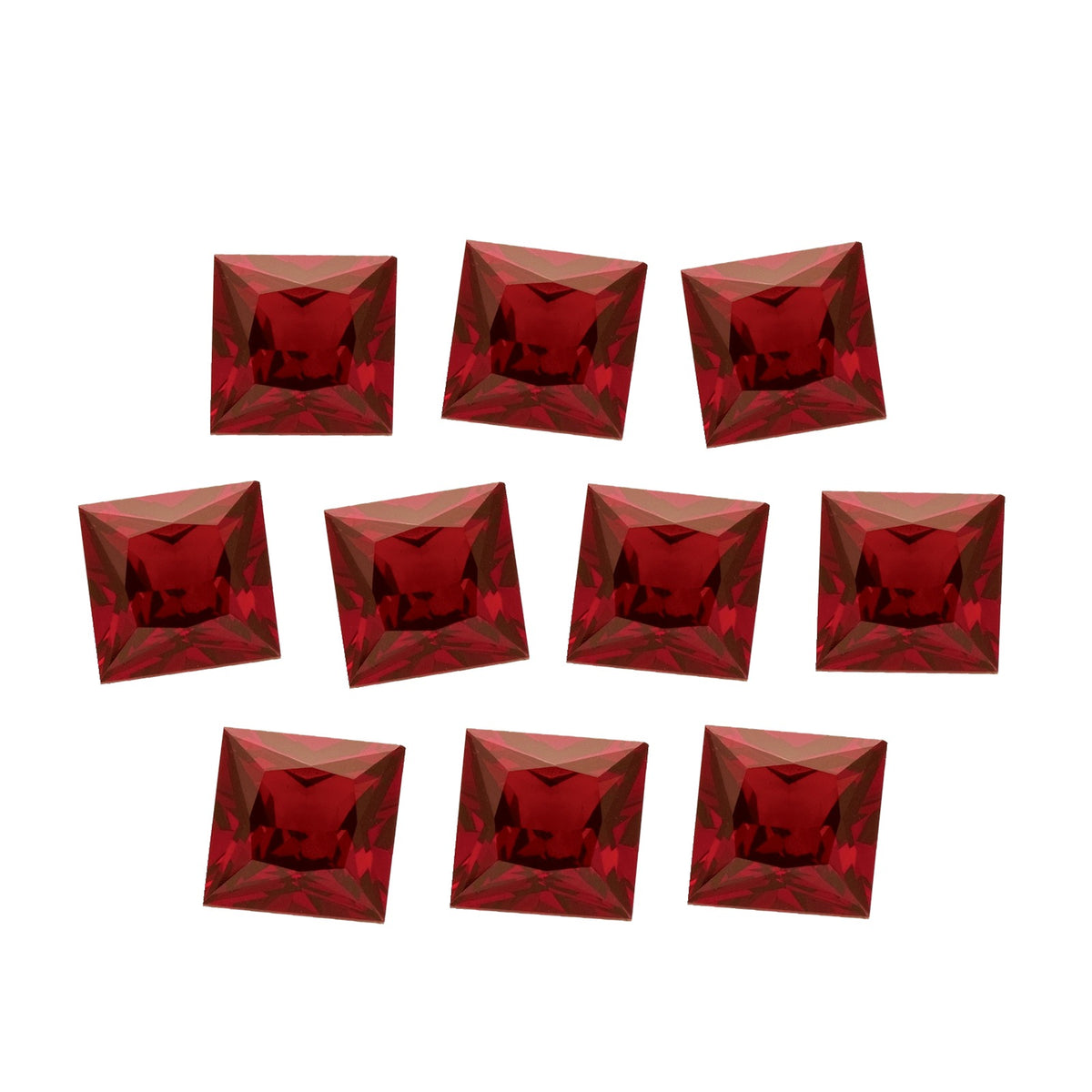Lot of 10: 4.5 mm natural dark orange red mozambique garnet, square cut | Sapphire Row · cut7