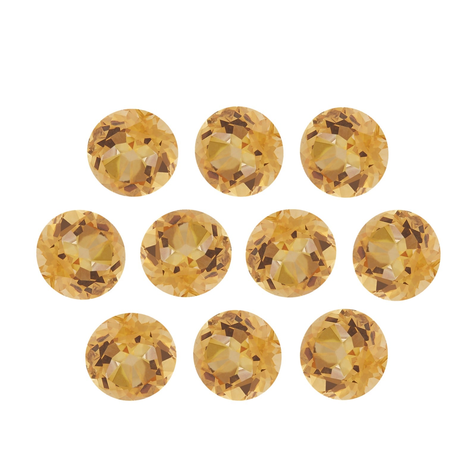 Lot of 10: 4.5 mm natural orange citrine, round cut | Sapphire Row · cut7
