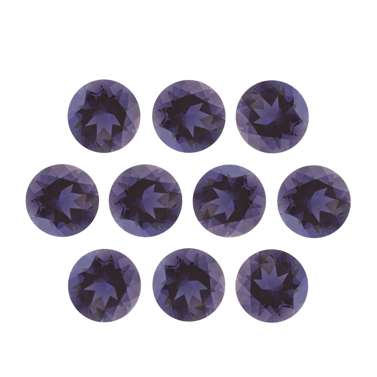 Lot of 10: 4.5 mm natural purple iolite, round cut | Sapphire Row · cut7
