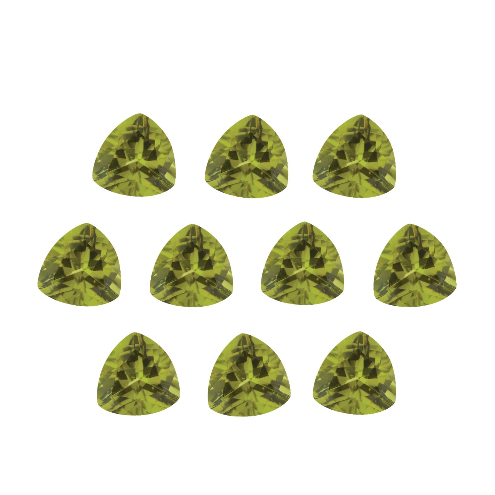 Lot of 10: 4 mm natural arizona green peridot, trillion cut | Sapphire Row · cut7