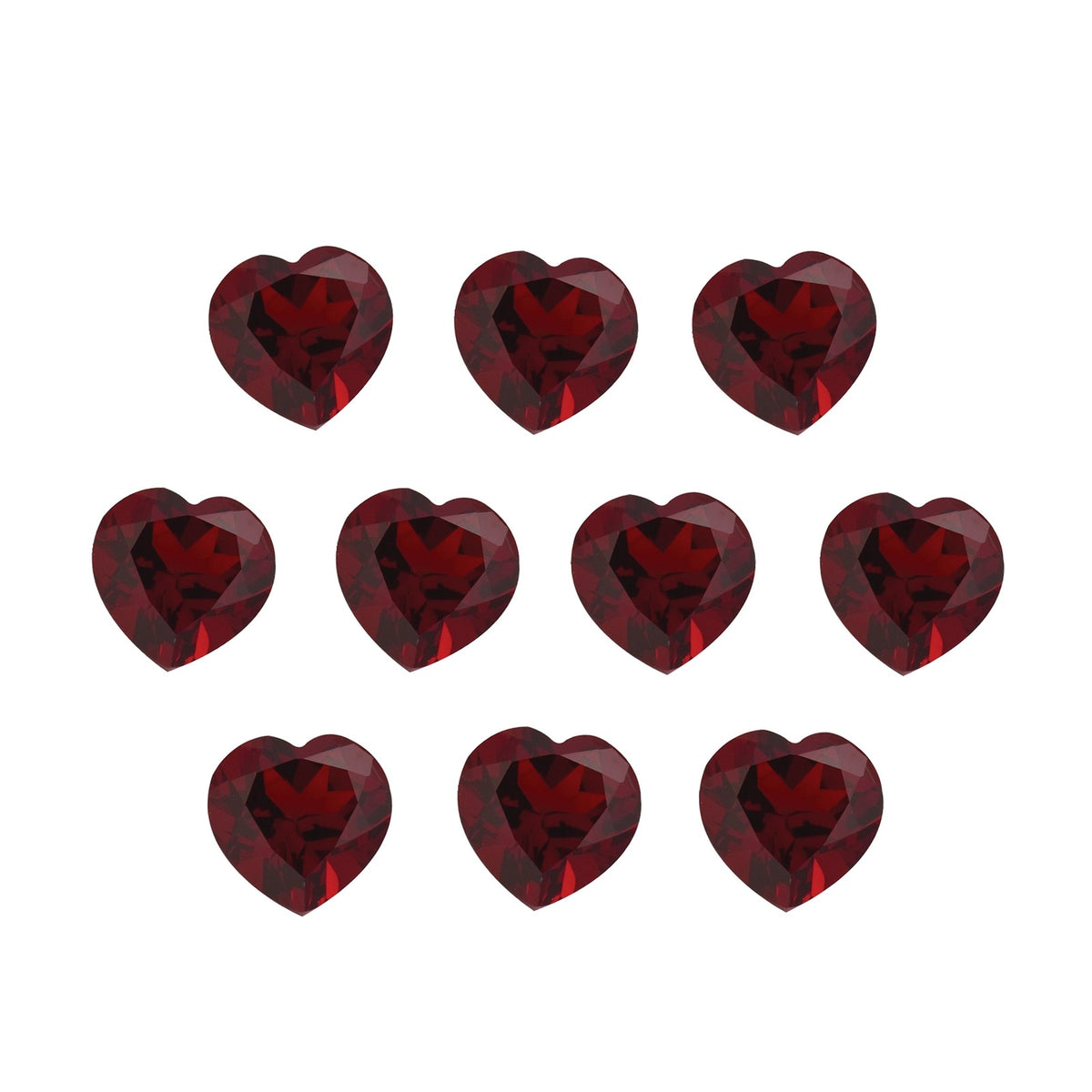 Lot of 10: 4 mm natural dark orange red mozambique garnet, heart cut | Sapphire Row · cut7