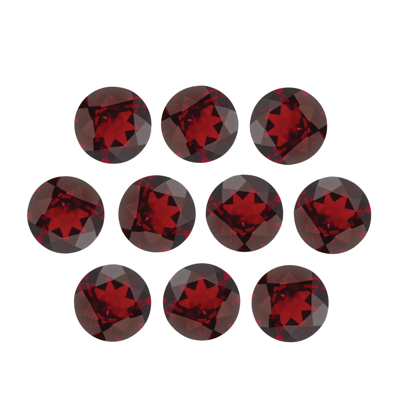 Lot of 10: 4 mm natural dark orange red mozambique garnet, round cut | Sapphire Row · cut7