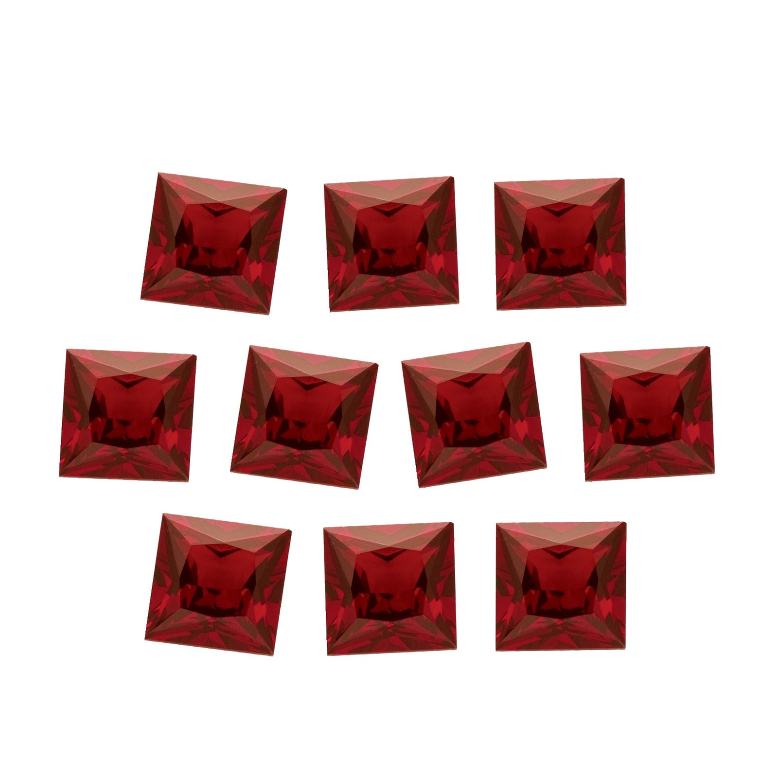 Lot of 10: 4 mm natural dark orange red mozambique garnet, square cut | Sapphire Row · cut7