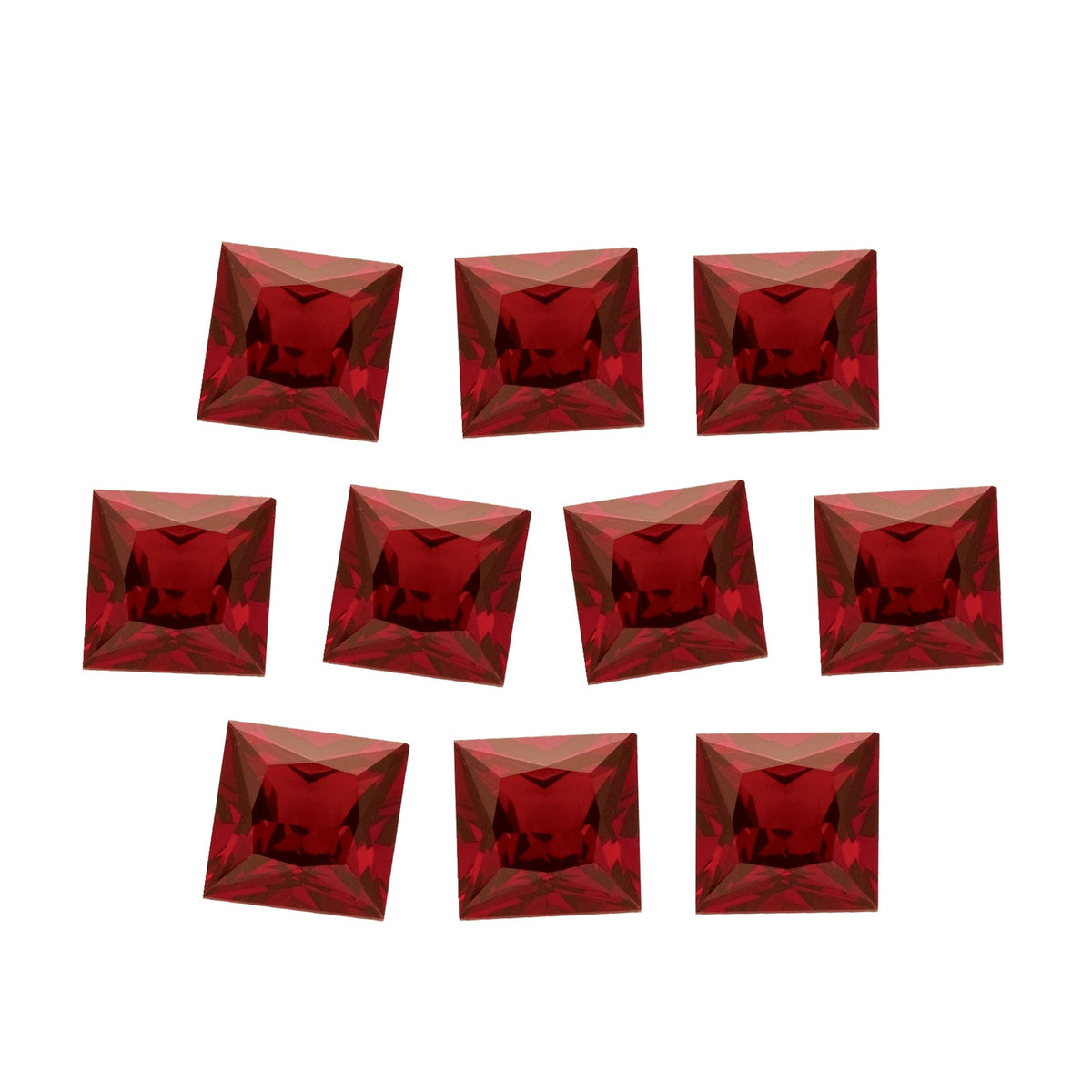 Lot of 10: 4 mm natural dark orange red mozambique garnet, square cut | Sapphire Row · cut7