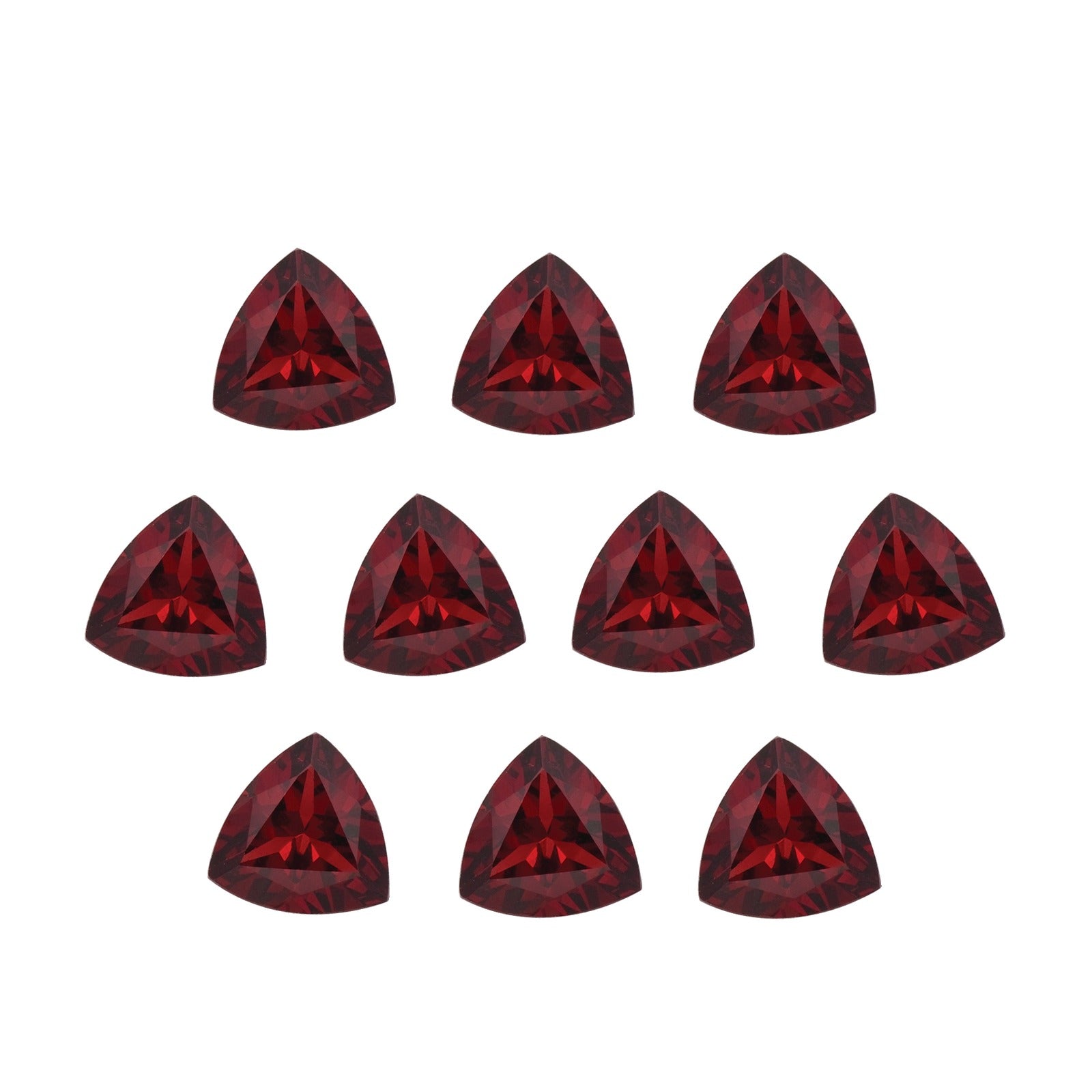 Lot of 10: 4 mm natural dark orange red mozambique garnet, trillion cut | Sapphire Row · cut7