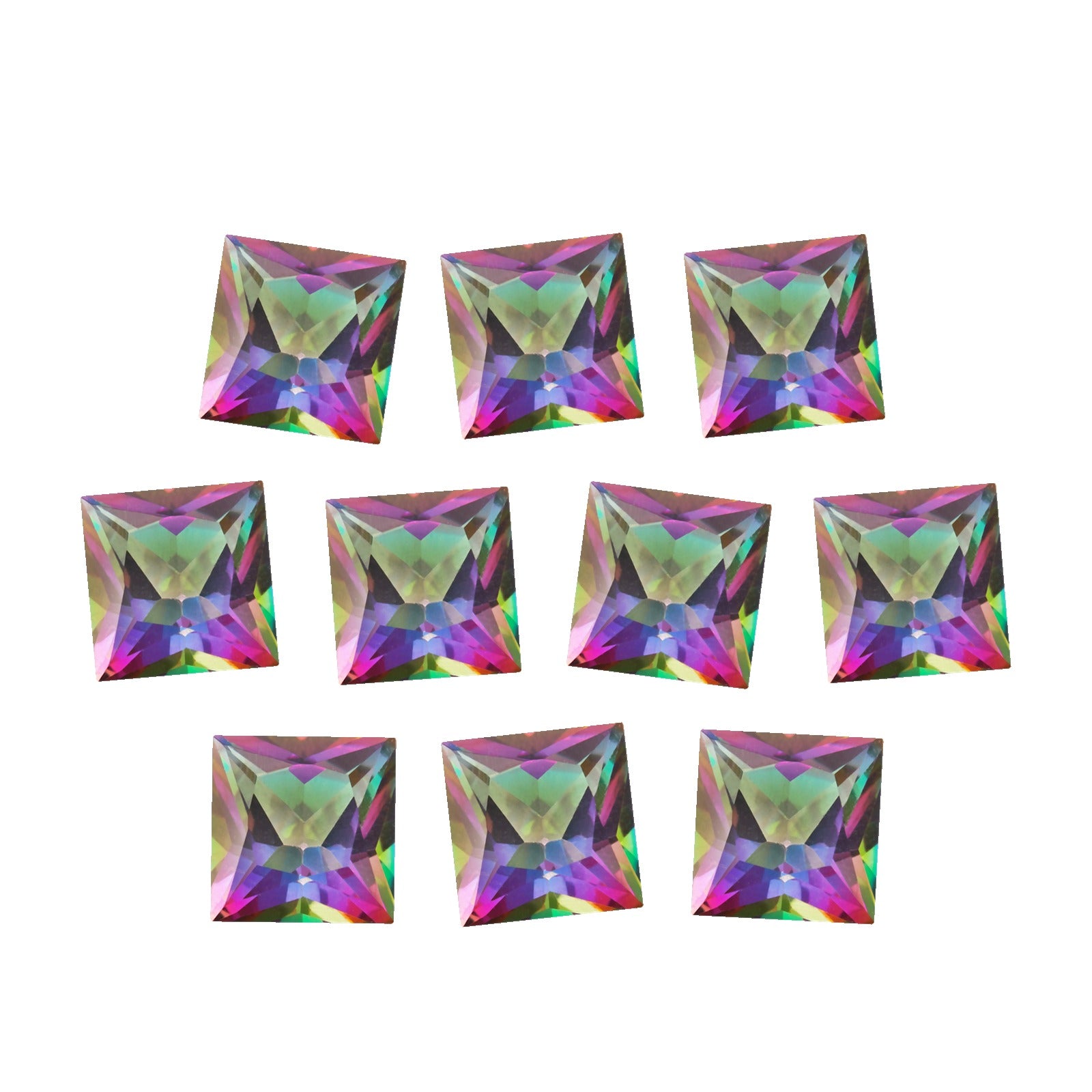 Lot of 10: 4 mm natural green mystic topaz, square cut | Sapphire Row · cut7