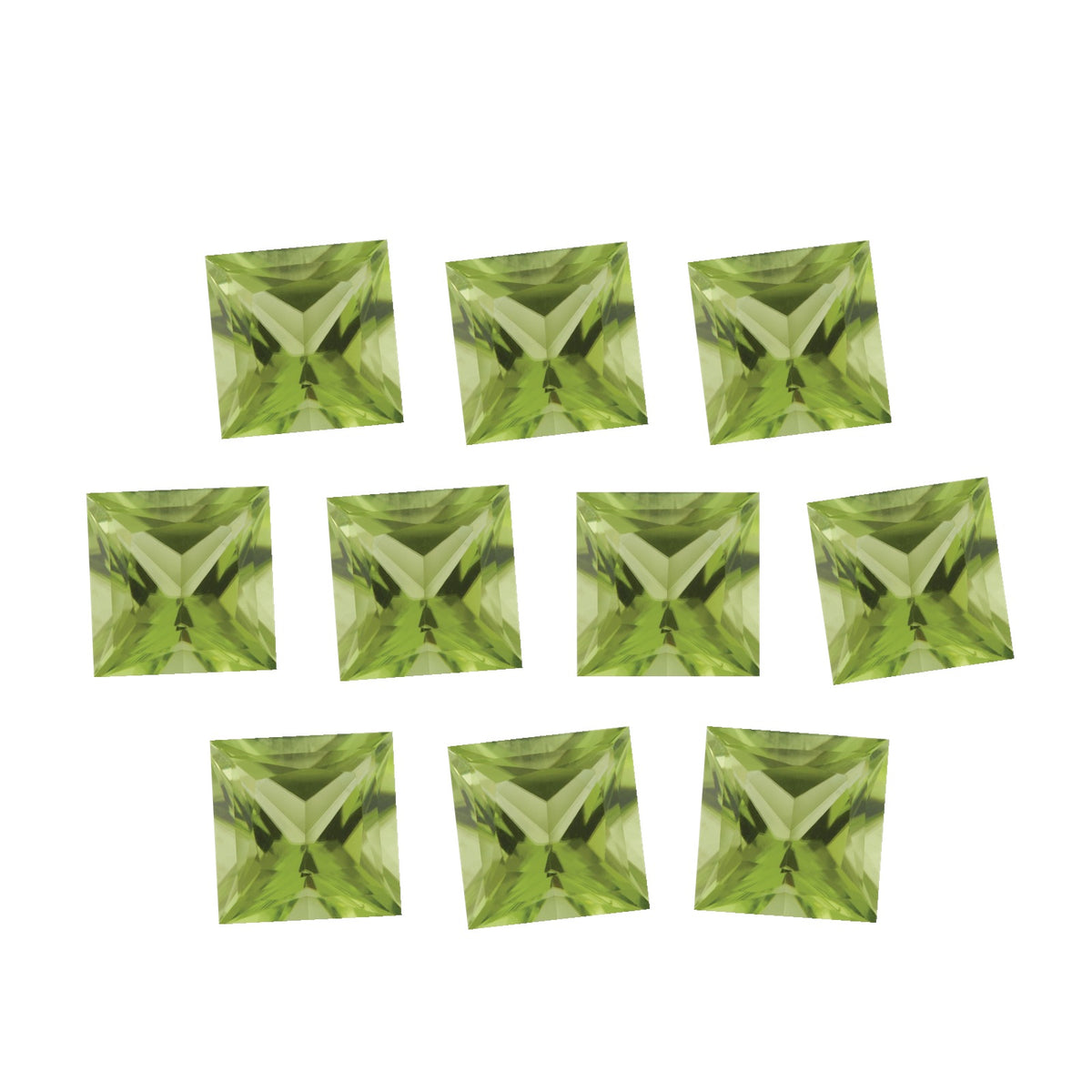 Lot of 10: 4 mm natural green peridot, square cut | Sapphire Row · cut7
