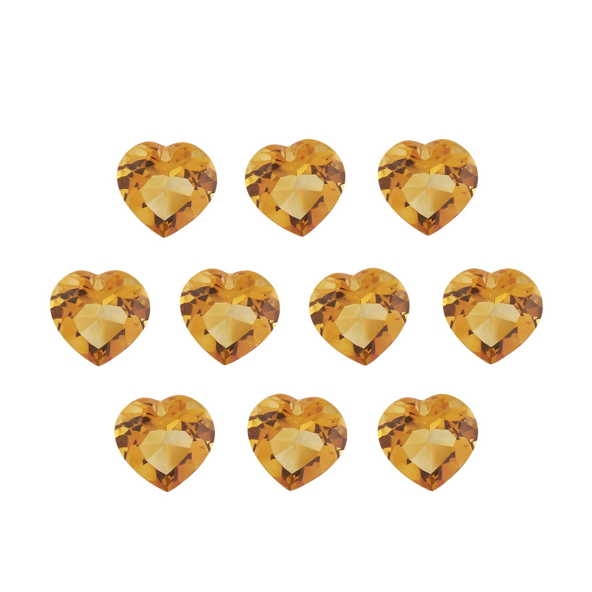 Lot of 10: 4 mm natural orange citrine, heart cut | Sapphire Row · cut7