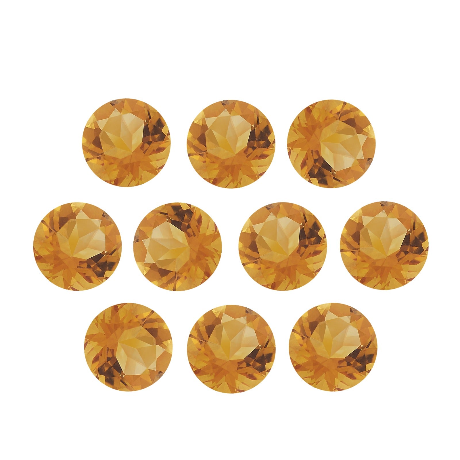Lot of 10: 4 mm natural orange citrine, round cut | Sapphire Row · cut7