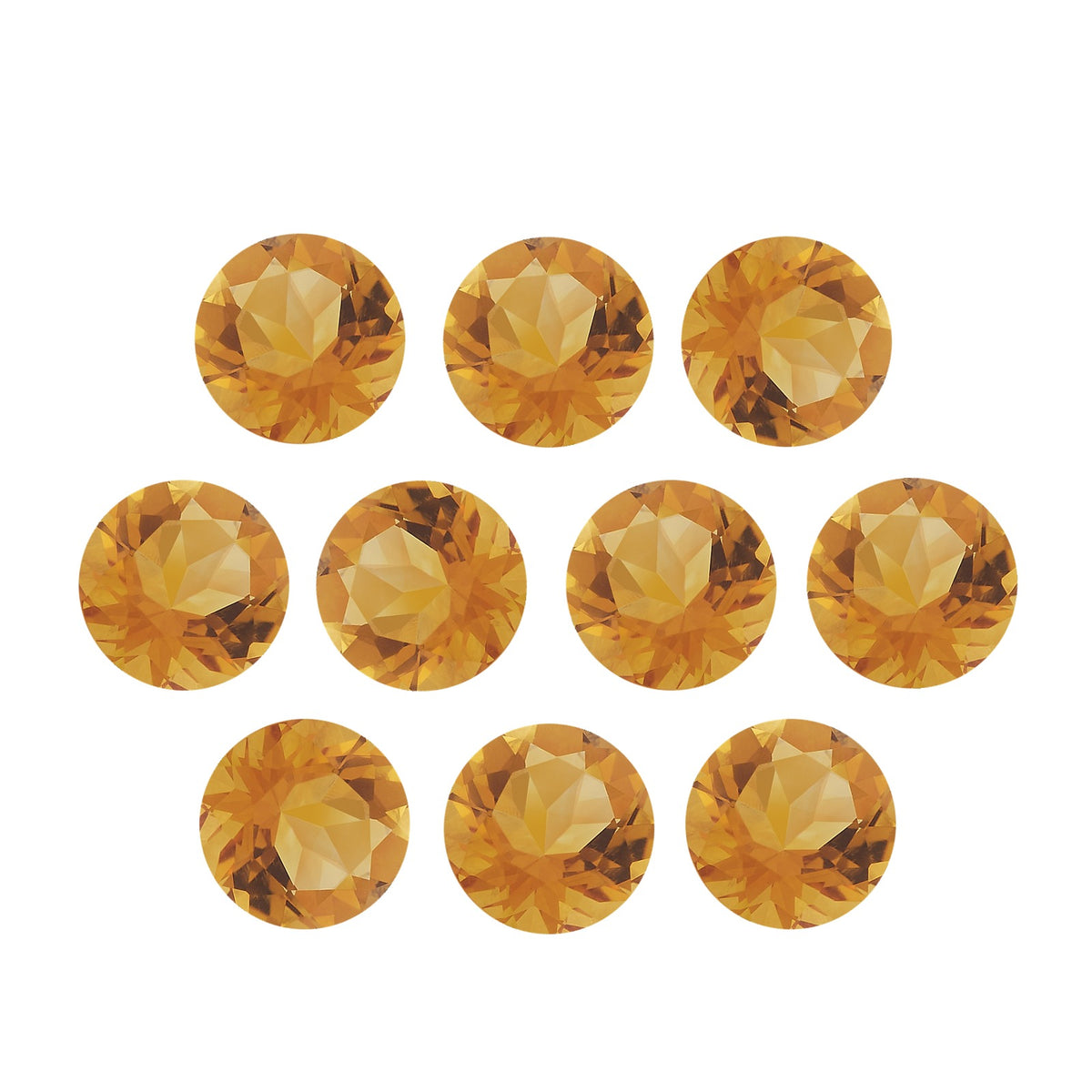 Lot of 10: 4 mm natural orange citrine, round cut | Sapphire Row · cut7